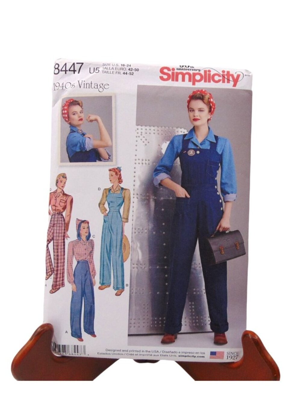 Simplicity 8447 Retro 40s Sewing Pattern Plus 16 24 Rosie Overalls High Waist
